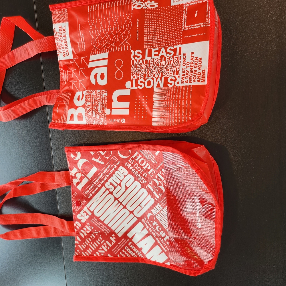 Lululeon Red Graphic Tote Bags 2 Totes - Picture 3 of 4